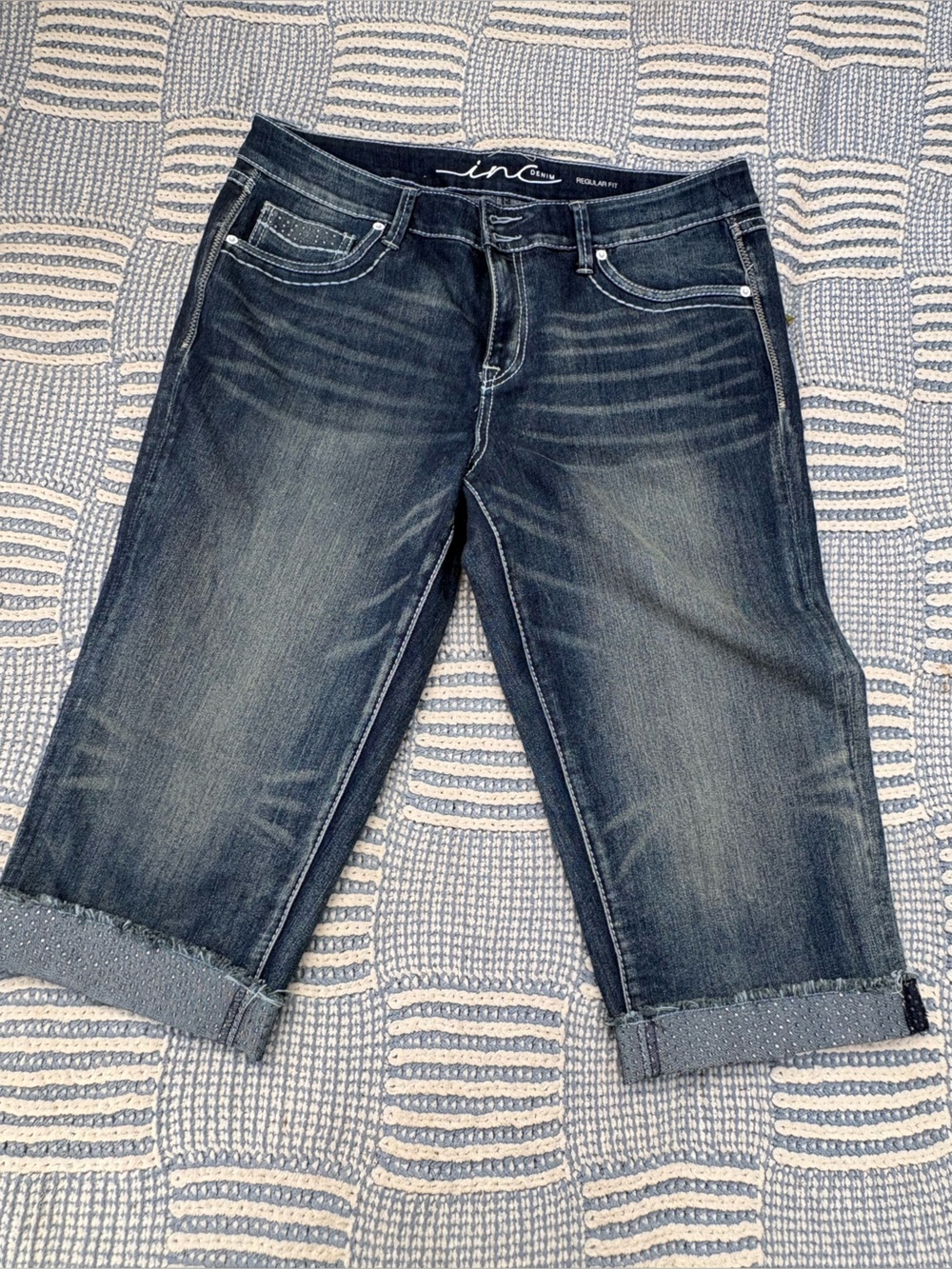 INC International Concepts Dark Blue Cropped Jeans
